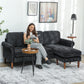 L Shape Sofa, Modern Sectional Couch with Changeable Chaise Lounge, Wooden Legs, Corner Sofa for Living Room, Black
