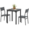 3-Piece Dining Table Set for 2 with Metal Legs - Grey Wood Effect