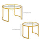 Round Coffee Table Set of 2, Modern Nesting Tables with Tempered Glass Top and Steel Frame for Living Room, Gold