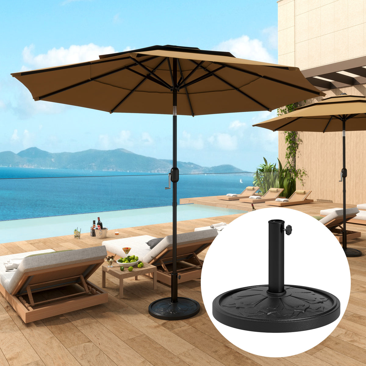 26 lbs Resin Round Umbrella Base with Stand