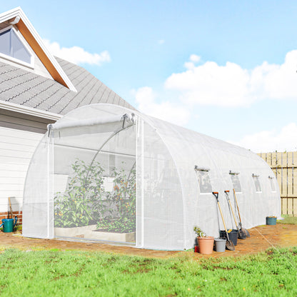 20' x 10' x 7' Tunnel Greenhouse with Mesh Door and PE Cover