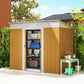 7' x 4' Outdoor Storage Shed, Metal Garden Tool Storage House Organizer with Lockable Sliding Doors and Vents for Backyard Patio Lawn, Yellow