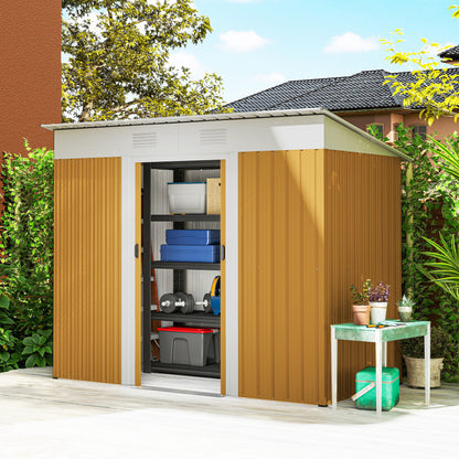 7' x 4' Metal Garden Shed with Lockable Sliding Doors and Vents