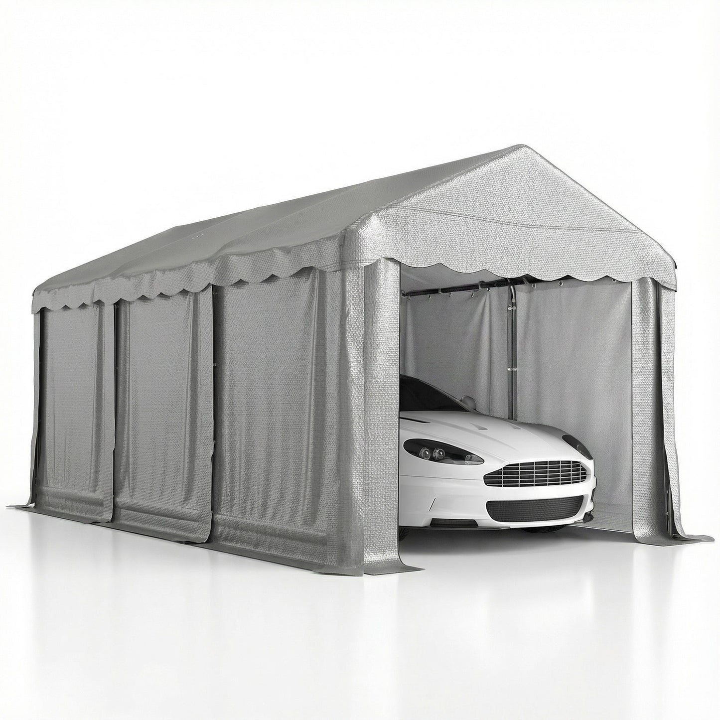 Portable Shed, Outdoor Storage Shed Tent with Roll-up Zipper Door and Removable Sidewalls, Light Grey