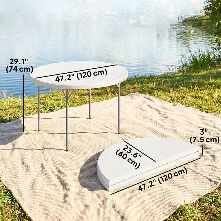 4ft White Plastic Folding Picnic Table