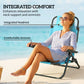 Set of 2 Beach Chair 5-Position Adjustable Folding Camping Chair with Headrest Armrests Light Blue
