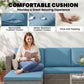 3-Piece Patio Furniture Set Modern Sectional Sofa Rattan Chair Wicker Conversation Set Outdoor Hand Woven Rattan Wicker Furniture Patio Coffee Table Sofa Set, Blue