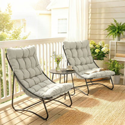 3-Piece Bistro Set with Round Table and Mesh Seats