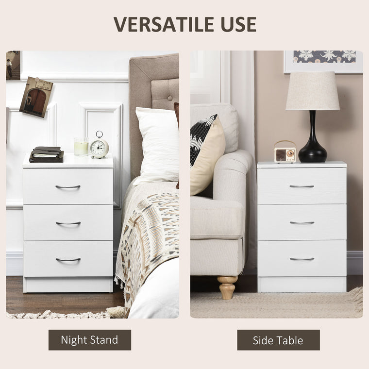 Nightstand with 3 Drawers - White