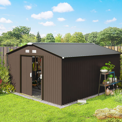 11' x 13' Tool Shed with Double Sliding Doors and Foundation Kit