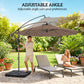 9.6ft Offset Patio Umbrella Garden Hanging Parasol Banana Cantilever Umbrella with Base, Crank, Coffee