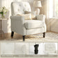 Accent Chair, Mid-Century Modern Armchair with Thick Padded Seat, Spring Cushion, Solid Wood Legs, Cream White