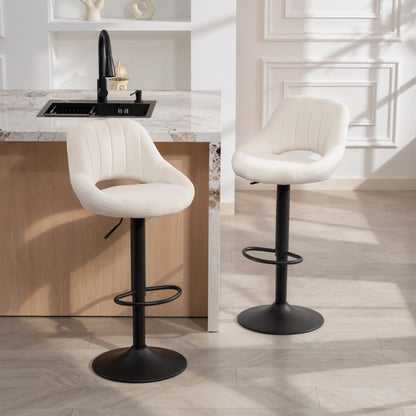 Swivel Counter Height Velvet Bar Stools Set of 2 - Cream