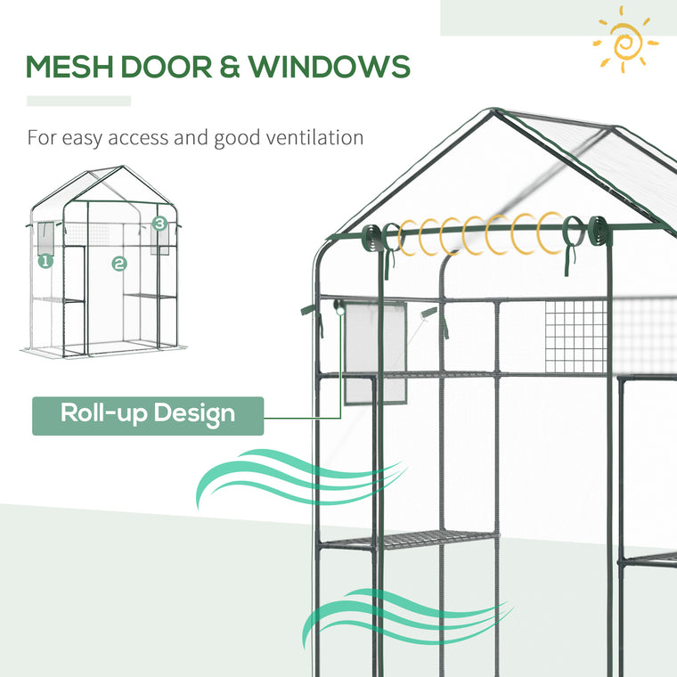 56" x 29" x 77" Clear Walk-In Mini Greenhouse with 4 Shelves