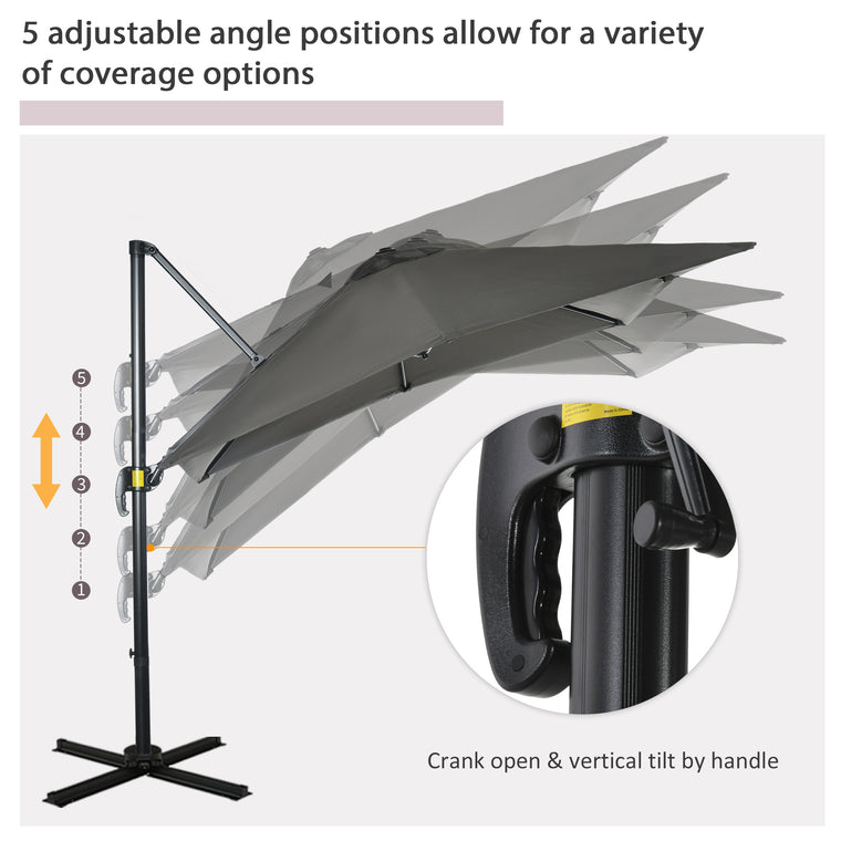 8' x 8' Grey Square Offset Umbrella with Crank & Tilt