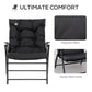 Foldable Lounge Chair, Fabric Upholstered Recliner, Outdoor Lounger with Armrest, Metal Frame for Backyard, Blue