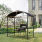 8x4ft BBQ Gazebo Tent Metal Frame Arch Canopy Garden Sunshade Portable Shelter Backyard with Side Shelf Coffee