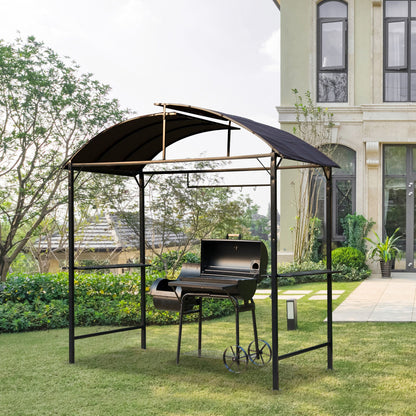 8x4ft Coffee Metal BBQ Gazebo with Side Shelf