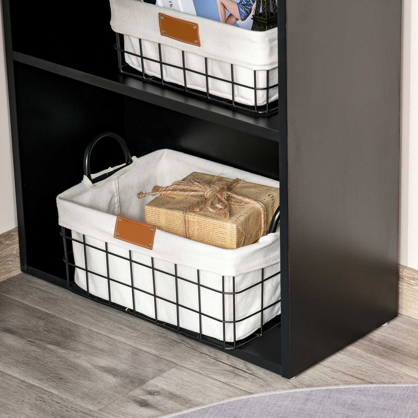 Modern Computer Desk with Storage Shelves, 47" Writing Table Workstation with Bookshelf for Home Office, Black