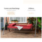3 Person Porch Swing Bed, 2-in-1 Convertible Outdoor Patio Swing Chair Bench Hammock with Adjustable Canopy, Cushions, Pillows for Porch and Backyard, Red