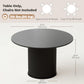 Round Dining Table for 4-6, 47 Inch Kitchen Table with Fluted Pedestal Base, for Kitchen Living Room Dining Room, Black