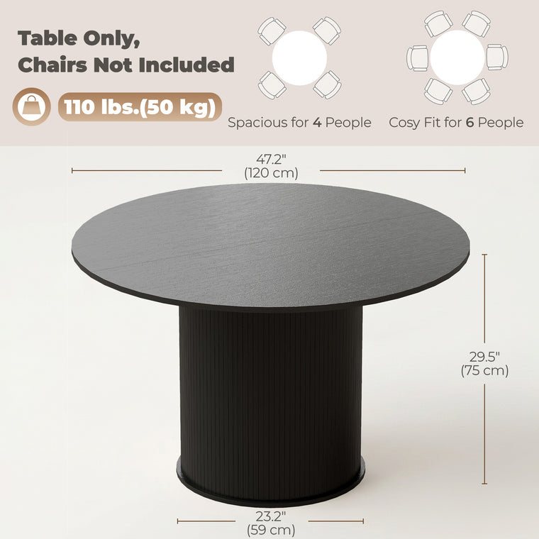 47" Round Dining Table with Fluted Pedestal Base