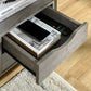 Nightstand with 2 Drawers, Industrial Side Table with Storage Shelf, Accent End Table for Bedroom, Living Room, Grey