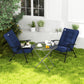 Set of 2 Outdoor Folding Chairs with Adjustable Backrest, Padded Camping Chairs for Outdoor Events, Blue