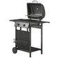 2-Burner Propane Gas Grill, 18000 BTU BBQ Grill with Wheels, Warming Rack, Shelf, Thermometer, Grease Cup, Black