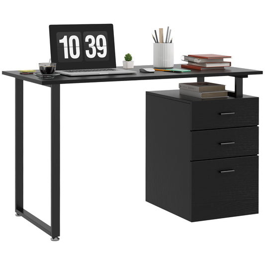 47" Computer Desk with File Drawers - Black