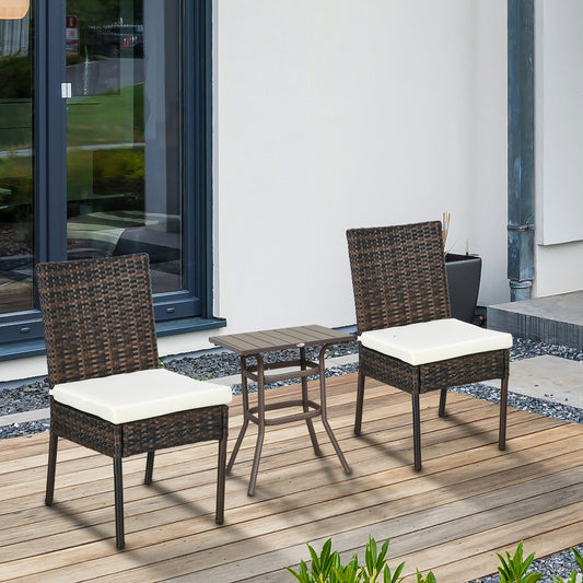 PE Rattan Outdoor Dining Chairs with Cushion, Patio Wicker Dining Chair with Backrest, Brown