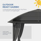 10' x 10' Hardtop Gazebo, Outdoor Gazebo Canopy with UV60+ Polycarbonate Roof, Curtains, Central Hook and Steel Frame for Garden, Lawn, Backyard, Deck, Dark Grey