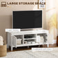 Modern TV Stand for TVs up to 55", TV Bench with Storage Cupboards and Shelves, 47.2" x 16.7" x 19.7", White