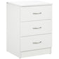 Bedside Table with 3 Drawers, Modern Wood Nightstand, Side End Table for Bedroom, White