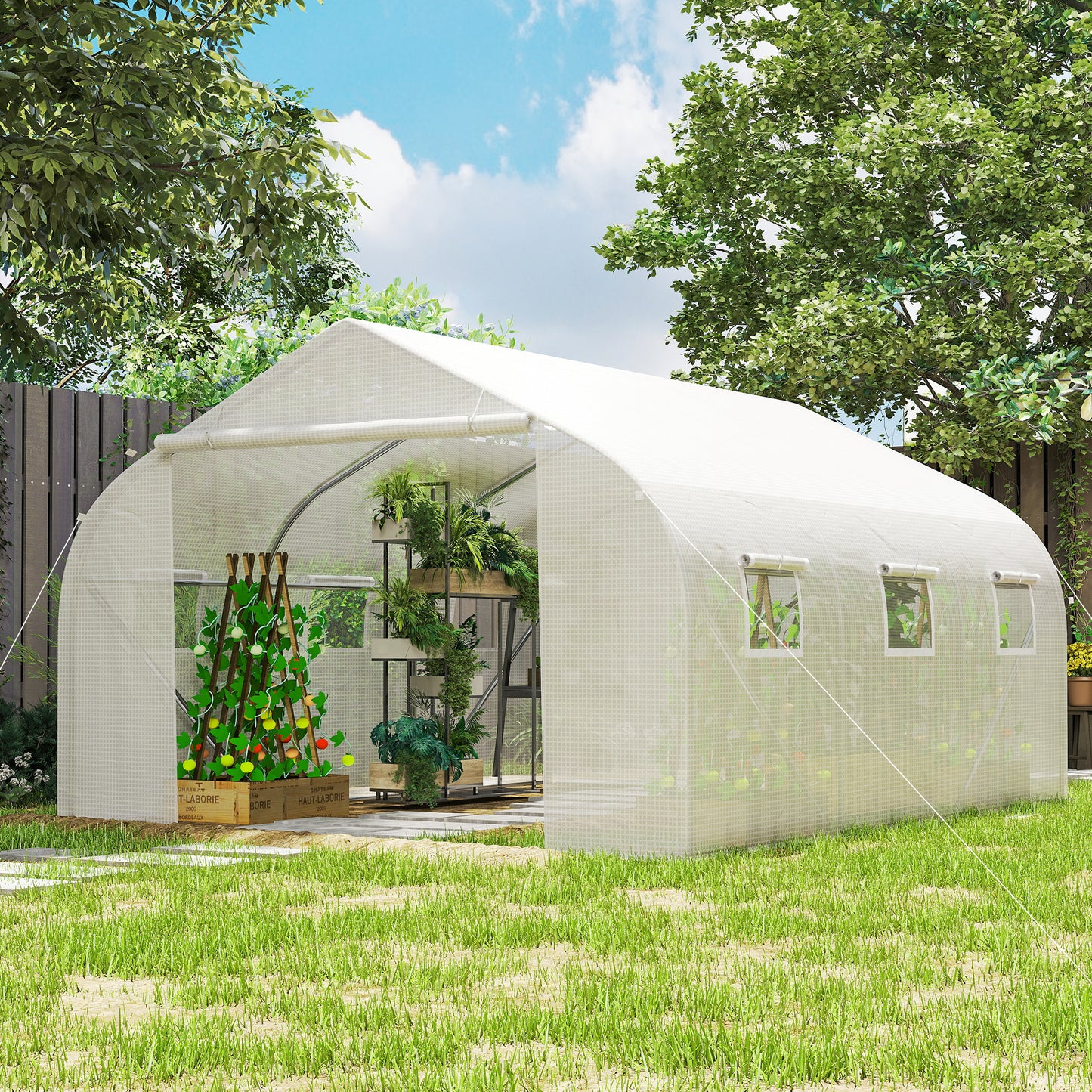 15'x10'x7' Greenhouse Gardening Planting Shed White