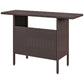 Bar Height Outdoor Rattan Table, Patio Wicker Bar Table with 2 Storage Shelves, 55.1" x 18.5" x 37", Brown