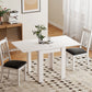 55" Extendable Dining Table for 4-6 Person, Kitchen Table with PU Handle and Felt Pads for Small Spaces, White