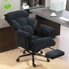 Desk Chair, Computer Office Chair with Footrest, Adjustable Backrest and Headrest, Black