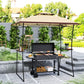 8' x 5' Outdoor Grill Gazebo, Double Tiered Barbecue Grill Gazebo Shelter with 2 Side Shelves and Hook, Beige
