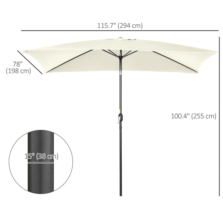 6.5x10ft Cream White Aluminum Tilt Umbrella with Crank