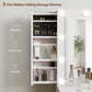 Makeup Vanity Desk with Mirror and Lights, Dressing Table with 7 Drawers, 6 Hidden Sliding Storage Compartments, White