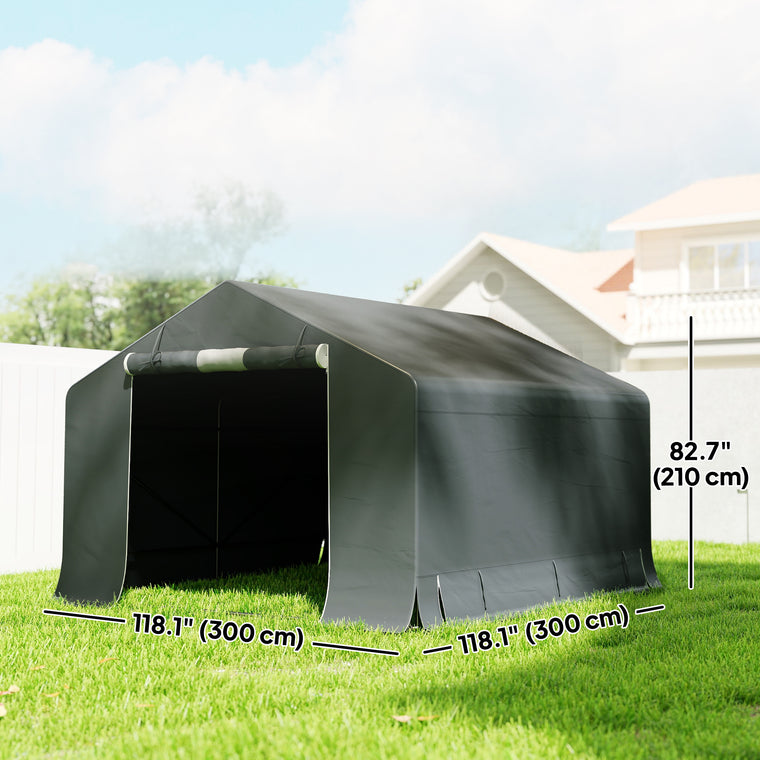 10' x 10' Galvanized Bike Storage Shed with Roll-Up Door