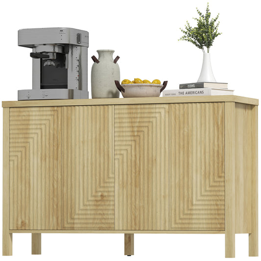 47" Fluted Buffet Sideboard with 4 Doors - Natural