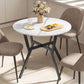 35" Round Dining Table, Modern Dining Room Table with Steel Frame, Space Saving Small Kitchen Table, White Marble