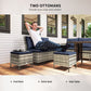 6pcs Outdoor Rattan Sofa Set Garden Wicker Sectional Couch Furniture Set with Dining Table and Chair Deep Blue