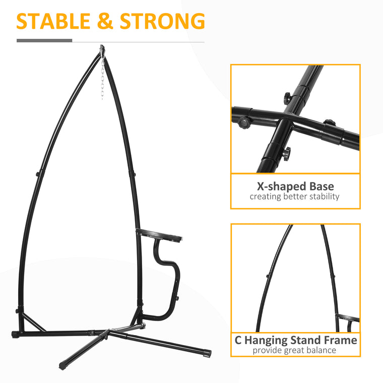 Black Metal C-Stand for Hanging Hammock Chair