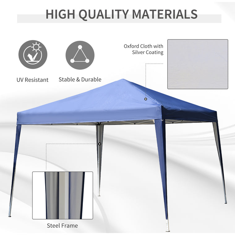 10' x 10' Blue Folding Pop Up Tent with Carrying Bag
