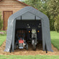 8' x 6' Carport with Sidewalls and Roll-up Door, Outdoor Storage Shelter for Motorcycle and Car, Dark Grey