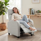 Fabric Recliner Chair Manual Home Theater Seating Single Reclining Sofa Chair with Padded Seat, Cream White