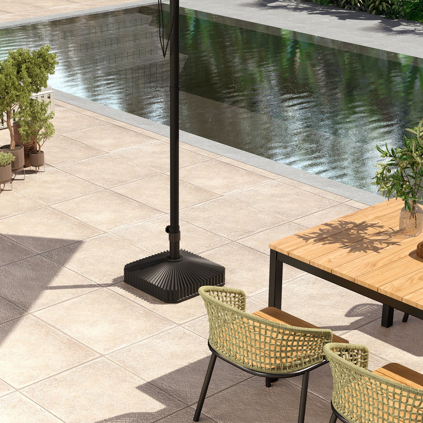 17.7" x 17.7" x 11.8" Black Heavy Duty Umbrella Base